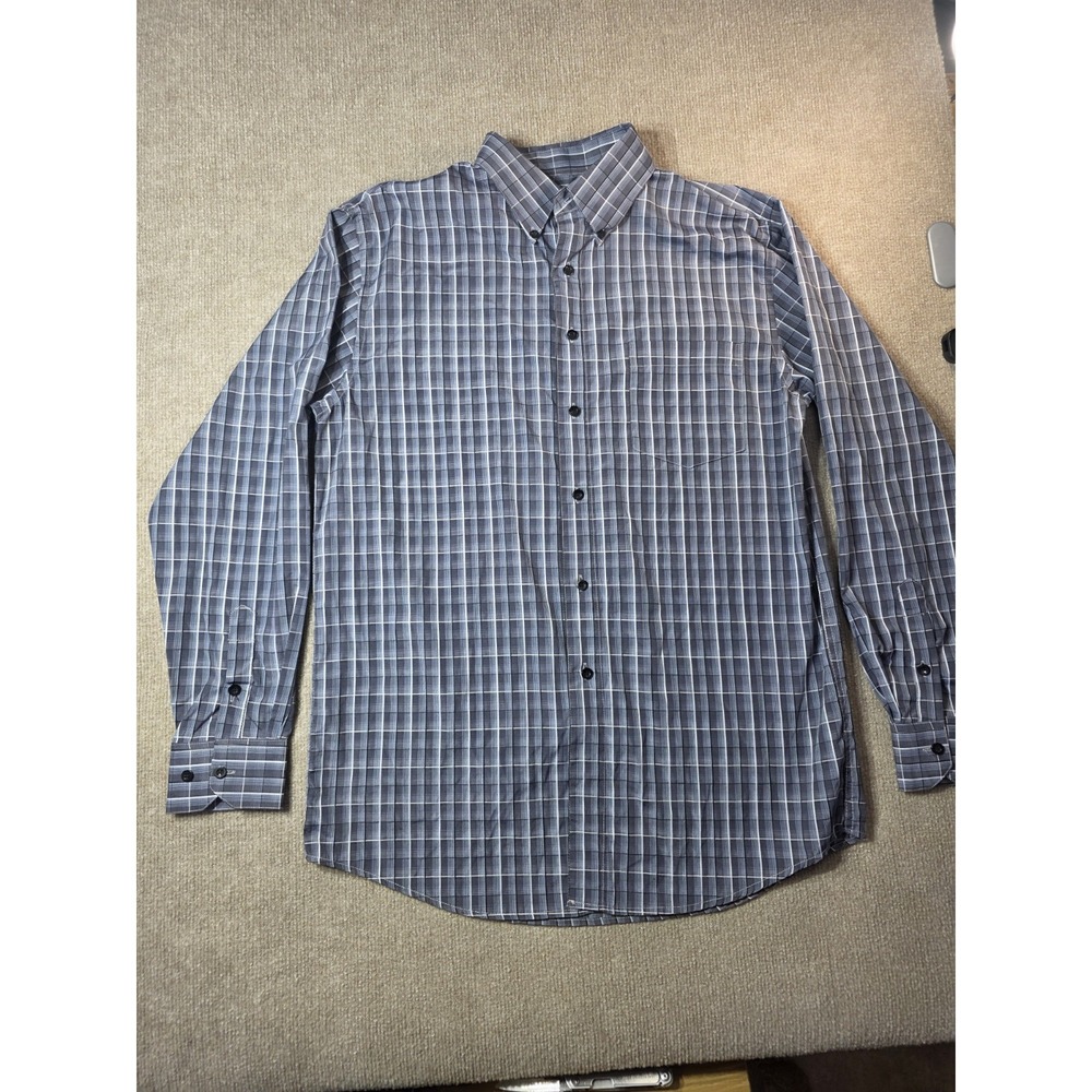 Black Trail Outfitter Men's Medium Gray Plaid Long Sleeve Button Down Shirt